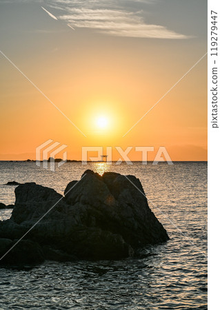 Sunset from Morito Beach in Hayama, Kanagawa Prefecture 119279447