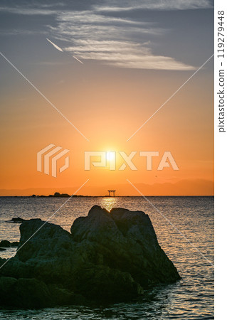 Sunset from Morito Beach in Hayama, Kanagawa Prefecture 119279448