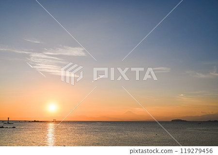 Sunset from Morito Beach in Hayama, Kanagawa Prefecture 119279456