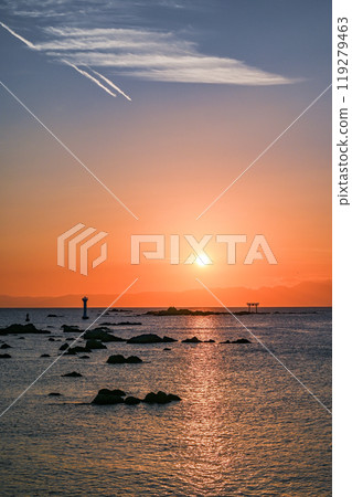 Sunset from Morito Beach in Hayama, Kanagawa Prefecture 119279463