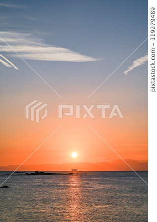 Sunset from Morito Beach in Hayama, Kanagawa Prefecture 119279489