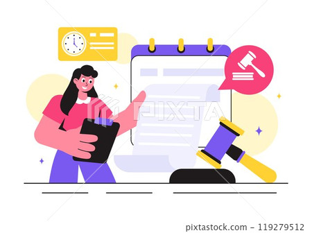 Law Firm Services Vector Illustration featuring of Justice, Legal Advice, Court Judgement, and Lawyer Consultation in a Flat Style Cartoon Background 119279512