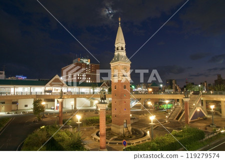 Scenery in front of Kurashiki Station, night view, Okayama tourism, inbound 119279574