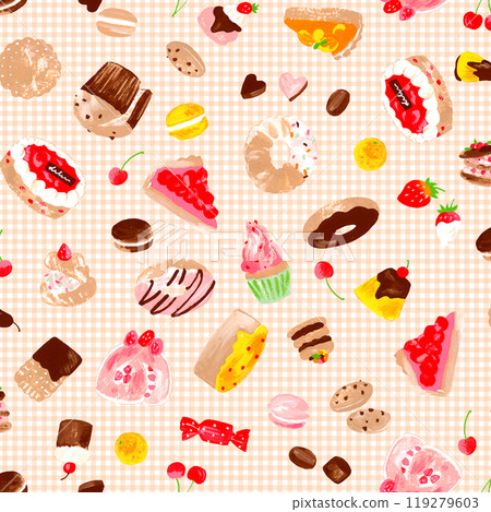 Delicious sweets textile pattern, 119279603