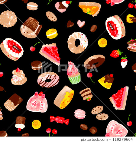 Delicious sweets textile pattern, 119279604