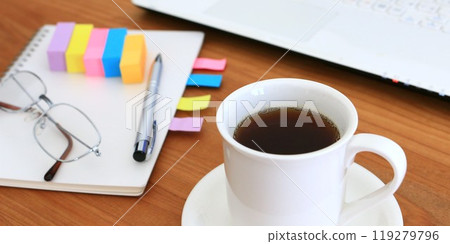 商務辦公桌工作咖啡休息橫幅素材2:1 119279796