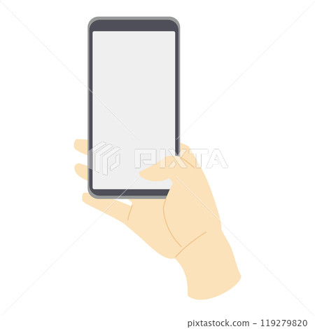 操作智慧型手機相機的手的插圖素材，彩色無線類型 2 119279820