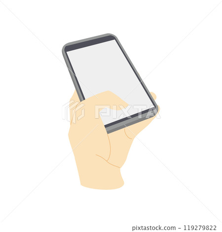 操作智慧型手機相機的手的插圖素材，彩色線條類型 4 119279822