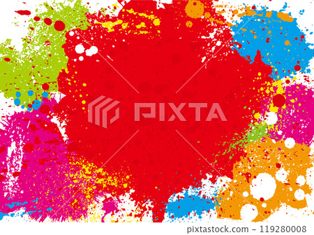 Grunge design with flashy paint in a red circle center Grunge design with flashy paint in a red circle center 119280008