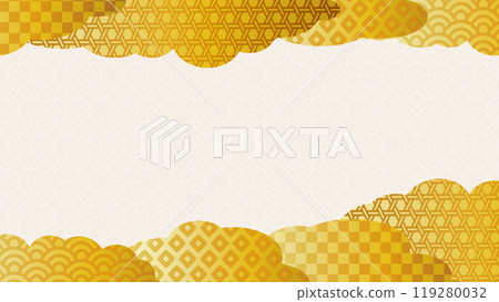 Gold Japanese pattern background image New Year background 119280032