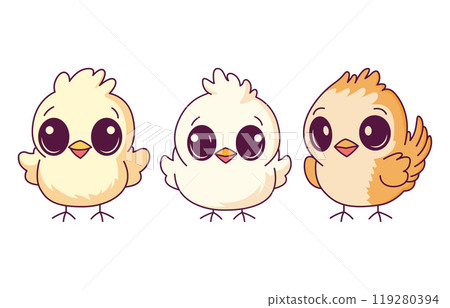 Set of Cute Adorable Chicken Chick Hen Animal Cartoon Character Set of Cute Adorable Chicken Chick Hen Animal Cartoon Character 119280394