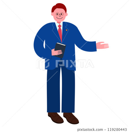 一名男性專利律師手裡拿著一系列條款的插圖 119280443