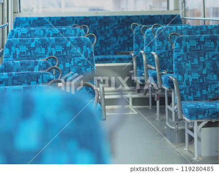 Inside an unmanned bus (rear seats) 119280485