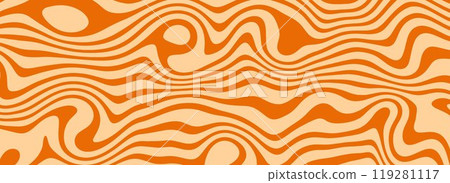Retro caramel liquid texture. Salted caramel dessert background. Wavy swirl candy pattern for poster, cover, banner, pamphlet, flyer. Nice sweat nougat hippie wallpaper in 60s or 70s style. Vector Retro caramel liquid texture. Salted caramel dessert background. Wavy swirl candy pattern for poster, cover, banner, pamphlet, flyer. Nice sweat nougat hippie wallpaper in 60s or 70s style. Vector 119281117