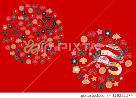 Snake New Year's card zodiac background 119281174