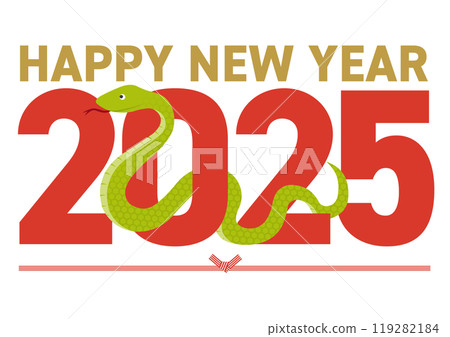 受 2025 年啟發的蛇和新年快樂的插圖 119282184