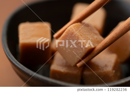 Close-up of cheese marinated in soy sauce 119282236