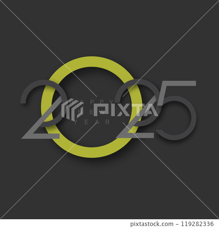 Minimalist 2025 New Year and Christmas Greeting Design on Dark Background. Vector 119282336