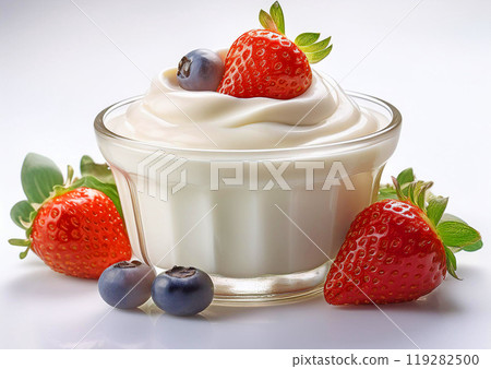 Strawberries, blueberries and yogurt 119282500