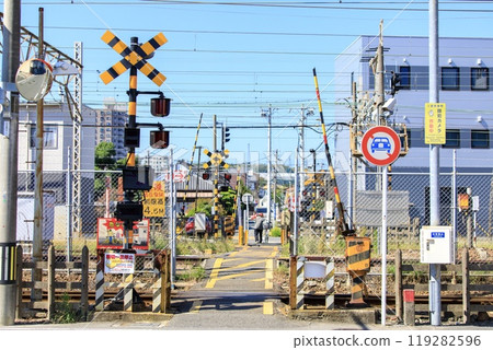 桑名市桑名站附近的三個不同軌道寬度的鐵路道口（桑義鐵路一側） 119282596