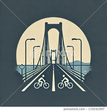 橋的影子反射在曲面鏡上 119282997