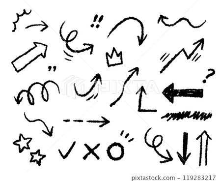 Vector illustration set of simple hand drawn arrows 119283217