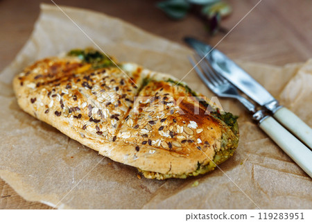 hot sandwich made of whole grain bread hot sandwich made of whole grain bread 119283951