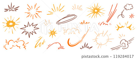 Comic cartoon boom speed effect, explosive motion line element set. Comic boom burst, explosive smoke, line speed cartoon vector icon. Hand drawn sketch doodle action effect. Vector Comic cartoon boom speed effect, explosive motion line element set. Comic boom burst, explosive smoke, line speed cartoon vector icon. Hand drawn sketch doodle action effect. Vector 119284017