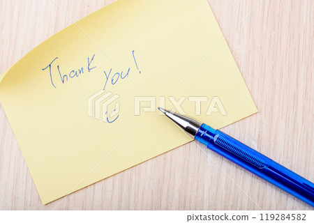 Message on Sticky Note with Pen and Smiley Face. 119284582