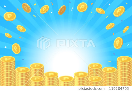 Vector illustration of point coins being accumulated 119284703