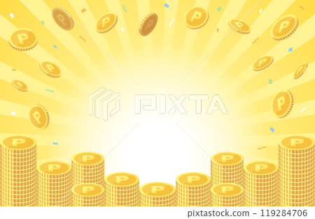 Vector illustration of point coins being accumulated Vector illustration of point coins being accumulated 119284706