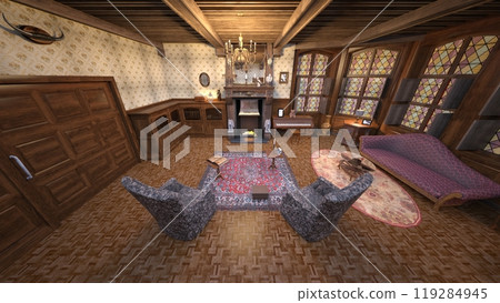 帶壁爐的客廳 119284945