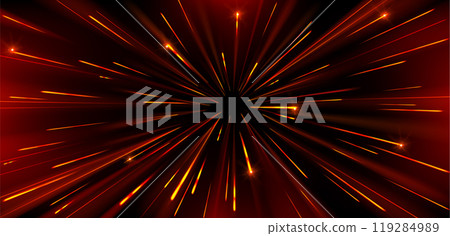 High speed warp of red light with radial burst. 119284989