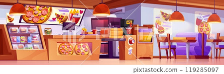 Pizza and fast food restaurant interior Pizza and fast food restaurant interior 119285097