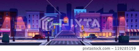Night city street intersection Night city street intersection 119285159