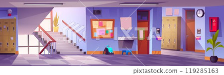 Modern school hall with lockers 119285163