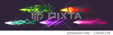 Set of laser gun shots isolated on black 119285176