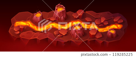 Game map with river of lava flowing among craters Game map with river of lava flowing among craters 119285225