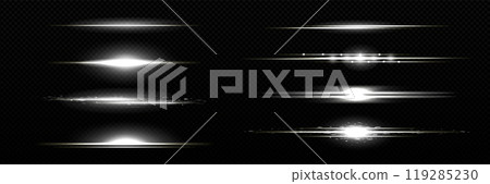 Horizontal white light line with fade effect. 119285230