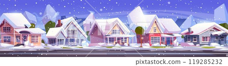 Suburban town street in winter Suburban town street in winter 119285232