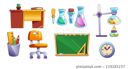 School lab interior furniture and equipment. School lab interior furniture and equipment. 119285237