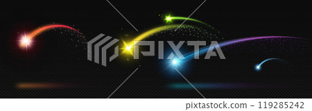 Colorful firework trails on transparent background 119285242