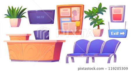 Interior elements of hospital reception 119285309
