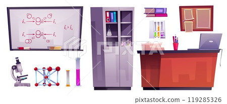 School chemistry classroom or science lab supplies 119285326