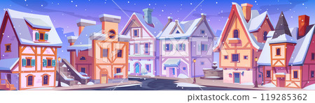 Snowy winter in old European town 119285362