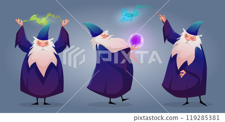 Old wizard character working magic 119285381