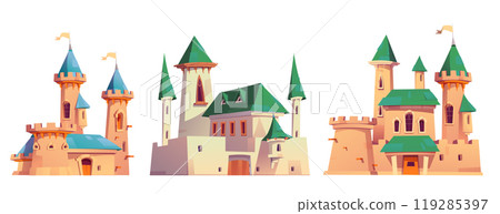 Cartoon set of medieval castles 119285397