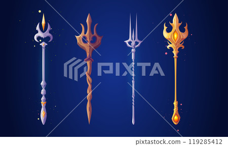 Trident staffs set isolated on background Trident staffs set isolated on background 119285412