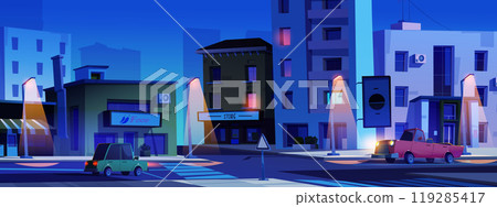City street intersection at night City street intersection at night 119285417