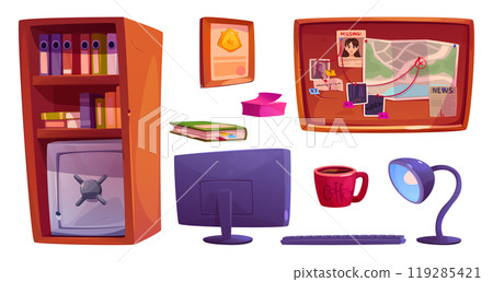 Detective office or police room interior furniture 119285421
